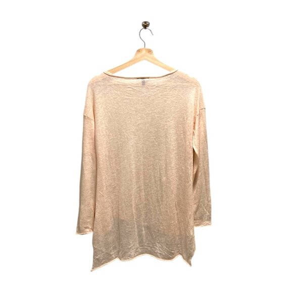 Eileen Fisher Asymmetrical Hem Tencell Wool Blend Sweater Peach Size M Coastal - Picture 9 of 11